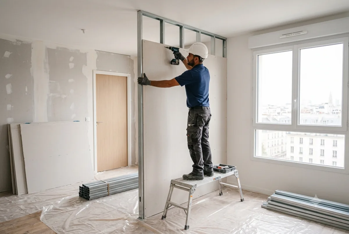 Plaquistes roumains second œuvre sur chantier en France